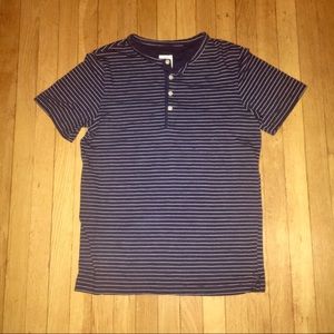 Merona short sleeve navy and white striped Henley